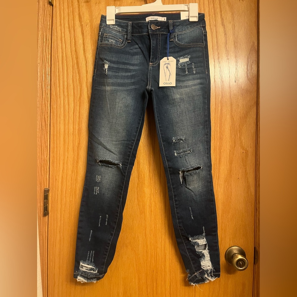 Cello Deep Blue Crop Skinny Jeans